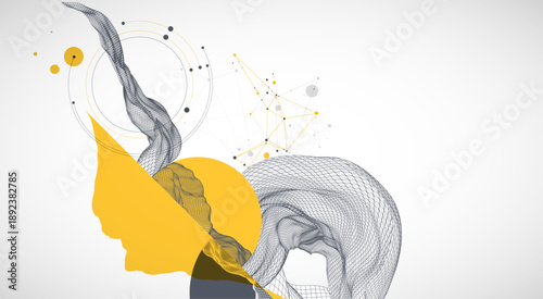 Abstract wireframe background. Modern science art elements. Surface illustration.