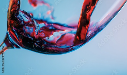 High definition images of flowing and splashing red wine