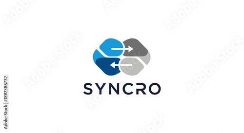 Free Download Abstract Three Interlocking Arrows Cycle Logo Design in Blue and Grey on Isolated White Background - GFXLoad