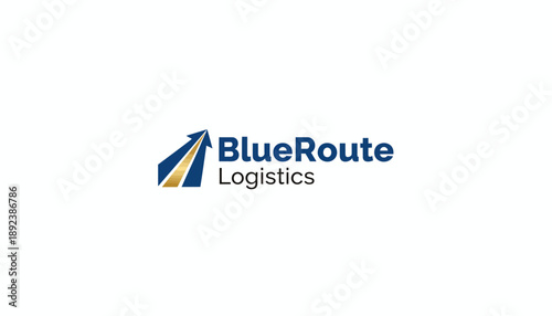 Stylized L or upward arrow shield logo for BlueRoute Logistics, isolated white background