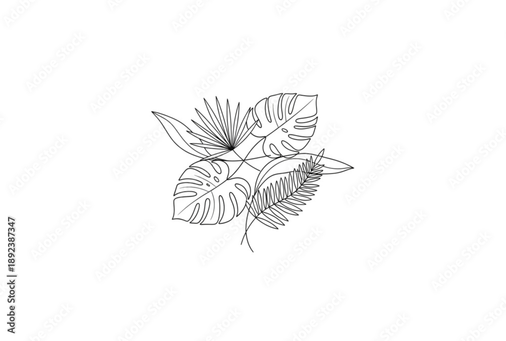 Fototapeta premium Vector illustration of tropical leaves