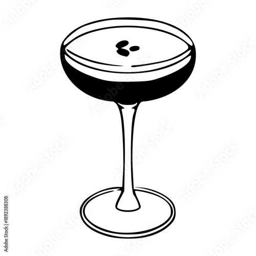 espresso martini cocktail in coupe glass illustration