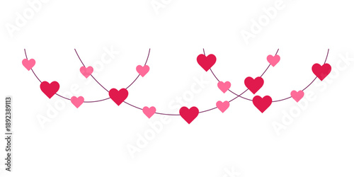 Vibrant pink and red heart garland for Valentine's Day decoration