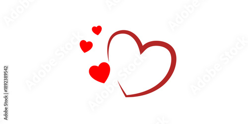 Red heart symbols flying towards big heart