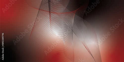 Abstract red and black background featuring smooth flowing wave shapes and translucent curved layers with soft light gradients, creating a modern dynamic motion effect, elegant futuristic design, mini
