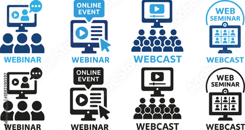 Webinar & Webcast Icon Matrix – 3x3 Grid
