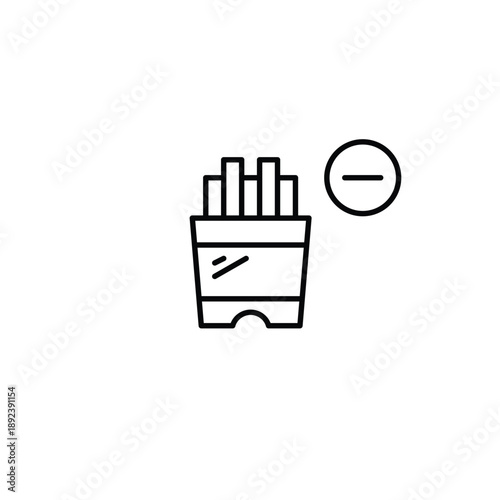 French fries and minus. No unhealthy takeaway food. Position unavailable, remove from order. Pixel perfect, editable stroke vector icon