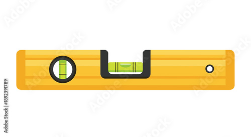 Yellow Professional Spirit Level Tool with Multiple Vials Vector Illustration for Construction Alignment and Precision Building Projects.
