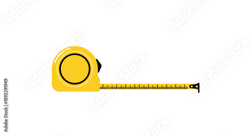 Extended Yellow Retractable Tape Measure Tool Vector Illustration for Accurate Construction Measurement and Home Improvement Projects Commercial Design.