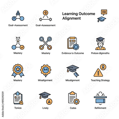 Learning Outcome Alignment Icons Education Symbols.