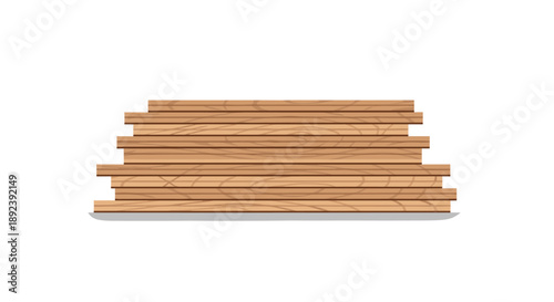 Organized Stack of Sawn Wood Planks and Construction Grade Lumber for Architectural Projects and Custom Woodworking Isolated on a White Background.
