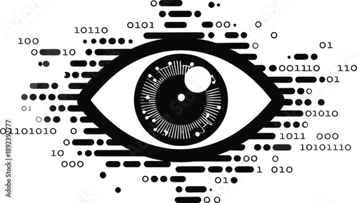 Digital Eye Surveillance Tech Silhouette