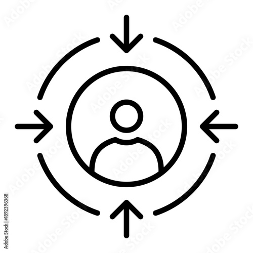 Customer focused icon. Client centricity symbol. Focus on customer sign