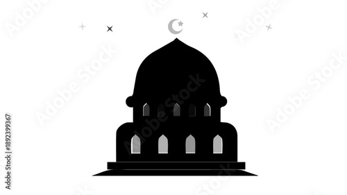 Mosque Icon Animation in silhouette styles,
Ramadan Mosque Icon Motion Design, suitable for Islamic themes, Ramadan content, religious presentations, apps, and motion graphic projects.
