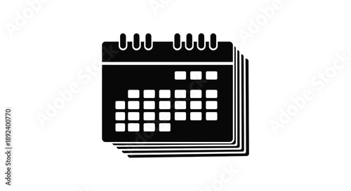 A stack of black calendars depicts the passage of time representing scheduling and planning in a stark silhouette high quality