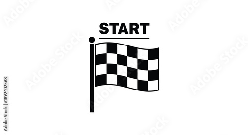 A striking black and white checkered flag waving on a pole symbolizing victory and competition presented as a silhouette high quality professional