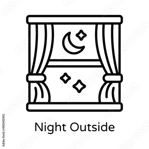 Night Outside Vector Filled Outline icons style Illustration. EPS 10 File