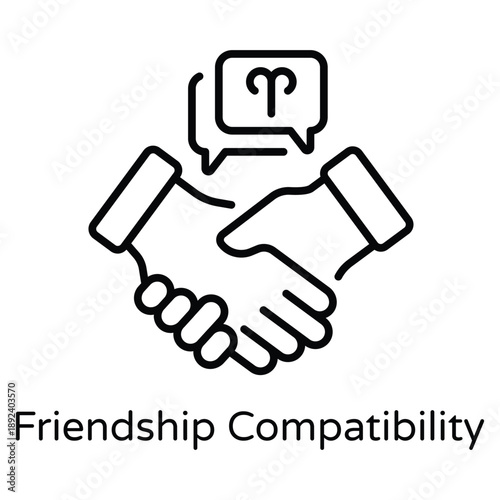 Friendship Compatibility Vector Outline icons style Illustration. EPS 10 File