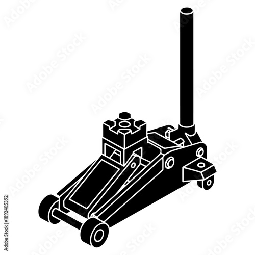 Car Floor Jack Black Silhouette Icon – Automotive Lifting Tool Illustration