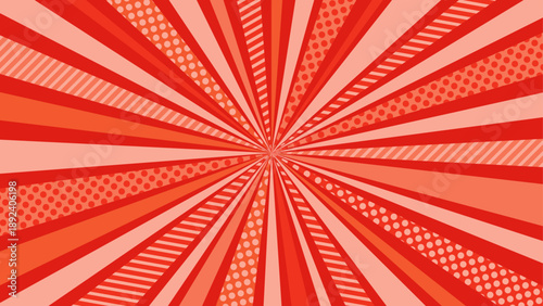 赤色の集中線とパターンの背景素材
