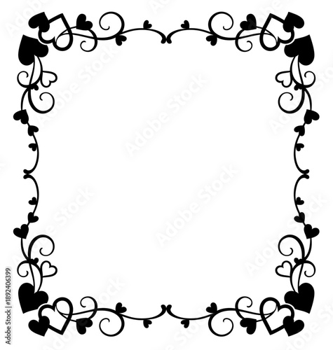 Valentine frame with delicate romantic ornaments and curls