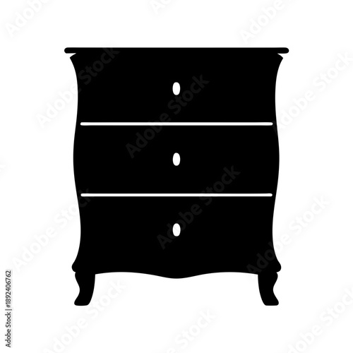 Elegant black wooden chest of drawers