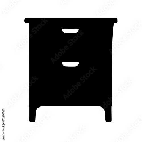 Modern black nightstand with drawers