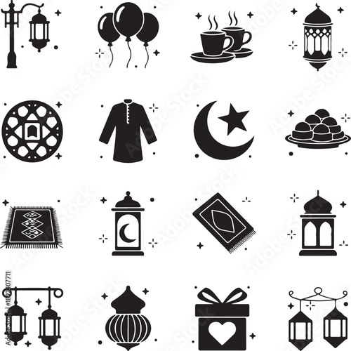 Islamic Ramadan Festival Icon Set