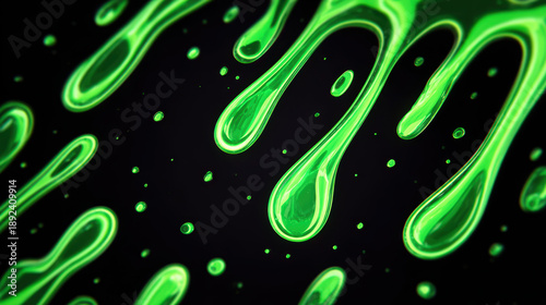 Futuristic glowing green fluid creates abstract neon slime effect, evoking sense of mystery and intrigue. vibrant colors and smooth textures enhance visual appeal