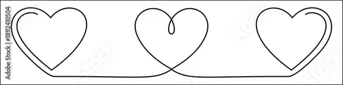 heart shape one line art. vector illustration