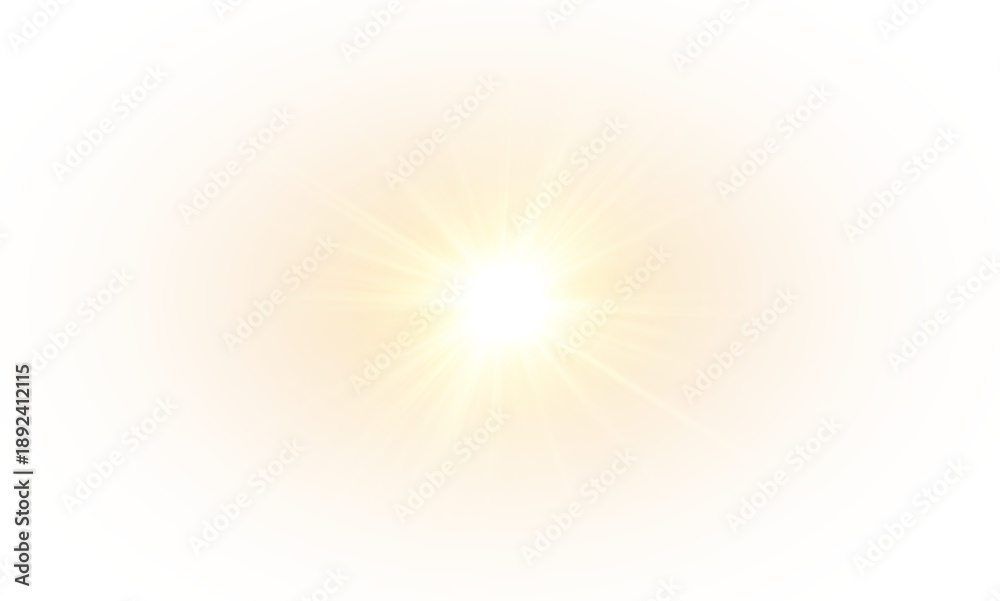 Obraz premium Png Light with Sun Glare. Overlay sun, Sunrays, and Glare in PNG Format. Gold Flare and Glare. PNG sun isolated on transparent background