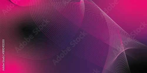 Abstract dark background with smooth flowing magenta and purple wave shapes, soft blurred gradients, and translucent curved layers creating a mysterious modern motion effect, elegant futuristic abstra