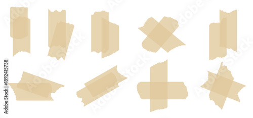 beige adhesive tape piece set different scotch stripes 