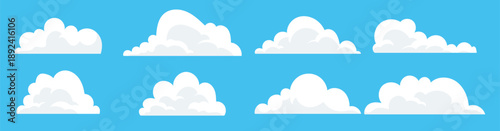 Clouds on a blue sky, set of cloud icon
