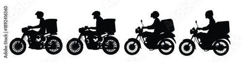  collection of silhouette illustrations of male motorcycle