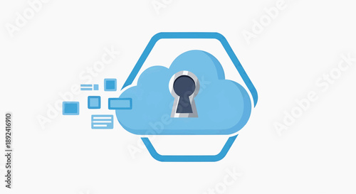 Secure Cloud Computing Security Concepts and Data Protection Technologies with a Keyhole Inside a Cloud Icon