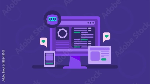 AI assistant programmatically generates source code, automation script and end to end function modules for website and app development.