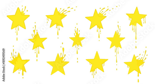 Abstract purple watercolor paint strokes and ink splatters set vector illustration