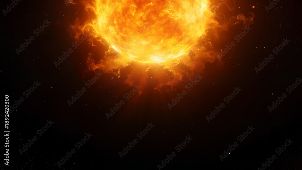 Obraz premium Glowing fiery celestial sphere