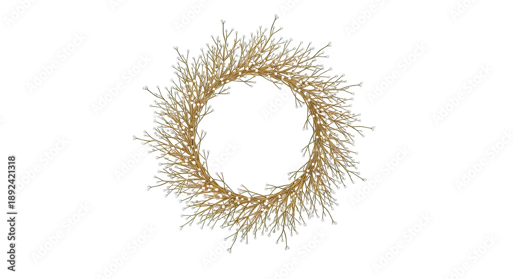 Fototapeta premium Golden Wreath with Clear Berry Embellishments