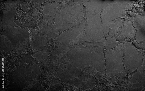 Dark cement wall in retro concept. Black concrete background for wallpaper or graphic design. Blank old plaster texture in vintage style. Abstract surface wall