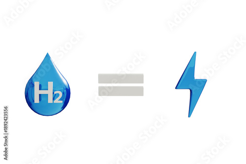 hydrogen fuel cell icon VS EV icon. 3d rendering