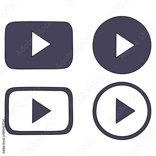 Free Download Hand-drawn cartoon set of play buttons on a white background. - GFXLoad