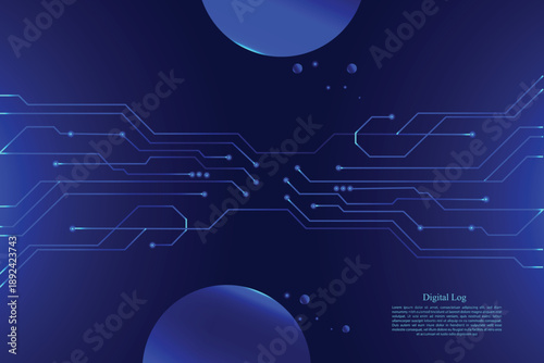 Abstract Futuristic blue digital technology Network circuit background  