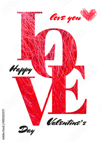 Valentine Day vector card. Hand drawn pen doodle hearts