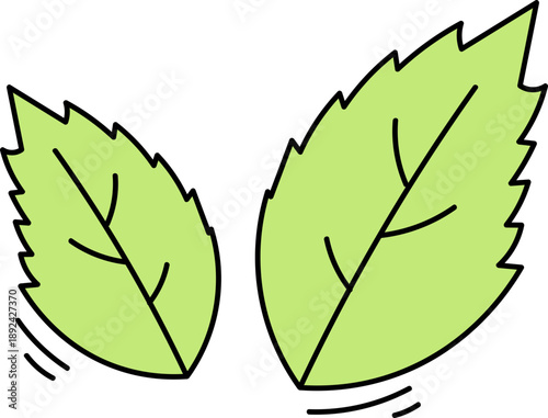 Fresh green leaves blowing in the wind naturally