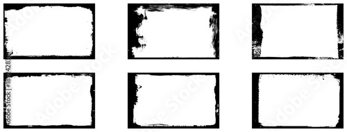 Vector illustration. Grunge overlay frame. Hand drawn abstract border set. Ink brush strokes edge with halftone dotted texture. Retro vintage background collection. Design elements for vertical banner