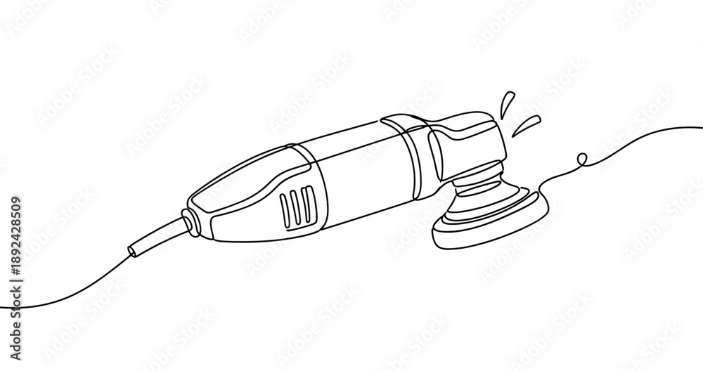 Obraz premium Electric rotary tool line art illustration on white background. Non editable stroke