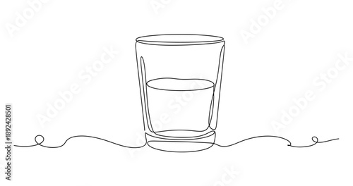 Minimalist one-line art of a glass with liquid. Non editable stroke
