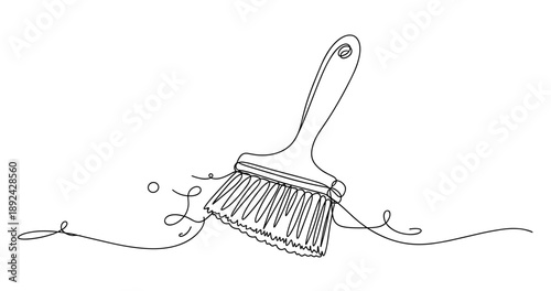 Continuous line drawing of a paintbrush with flowing lines. Non editable stroke